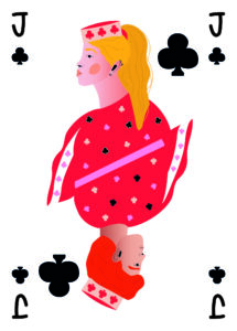 carte-valet-trefle-illustration-blonde-roux-amour